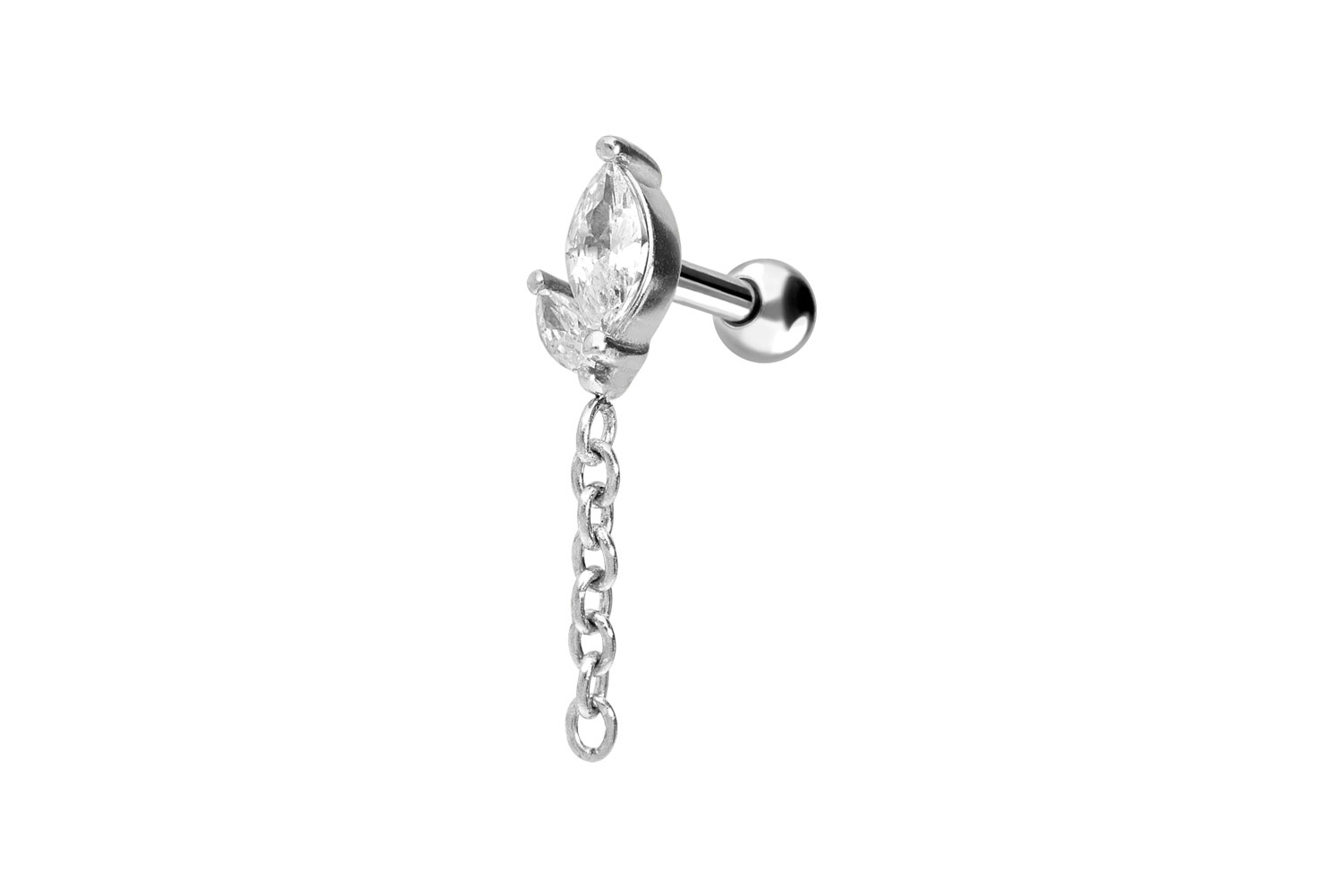 Chirurgenstahl Ohrpiercing KNOSPE + KETTE